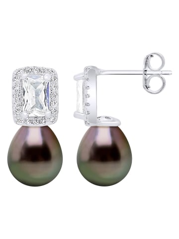 ATELIERS SAINT GERMAIN Silber-Ohrstecker mit Edelsteinen und Tahitizuchtperlen