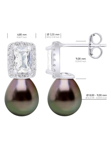 ATELIERS SAINT GERMAIN Zilveren oorstekers met edelstenen en tahitikweekparels