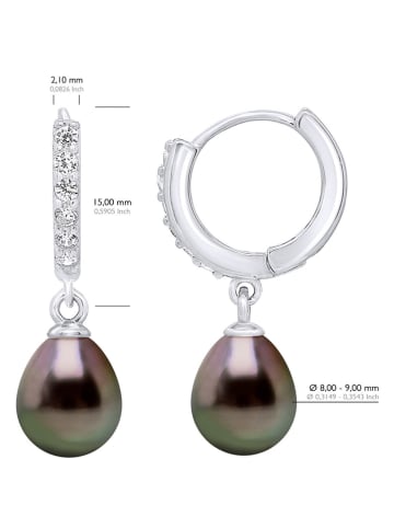 ATELIERS SAINT GERMAIN Silber-Creolen mit Edelsteinen und Tahitizuchtperlen