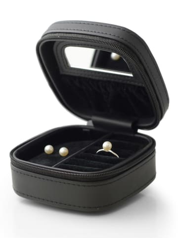 ATELIERS SAINT GERMAIN Leder-Schmuckkasten in Schwarz - (B)9,6 x (H)6 x (T)9,5 cm