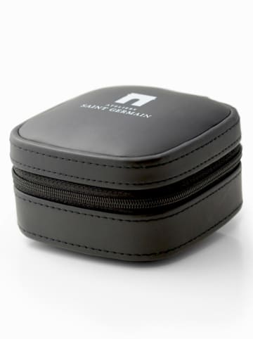 ATELIERS SAINT GERMAIN Skórzana szkatułka w kolorze czarnym - 9,6 x 6 x 9,5 cm