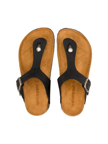 Westfjord Leren teenslippers "Eldfjall" donkerblauw