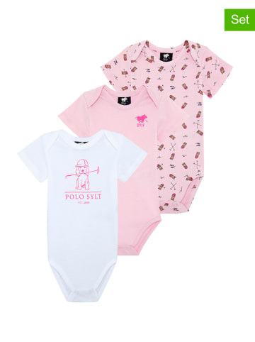 Polo Sylt 3er-Set: Bodys in Weiß/ Rosa