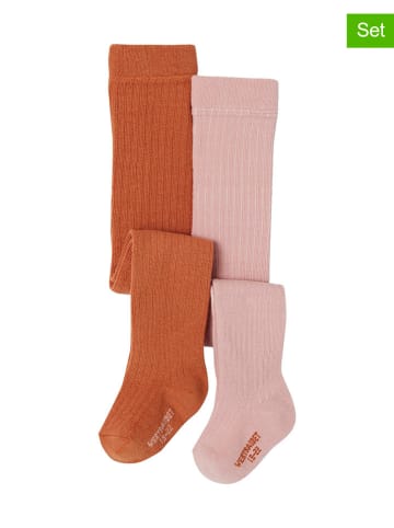 vertbaudet 2er-Set: Strumpfhosen in Rosa/ Orange