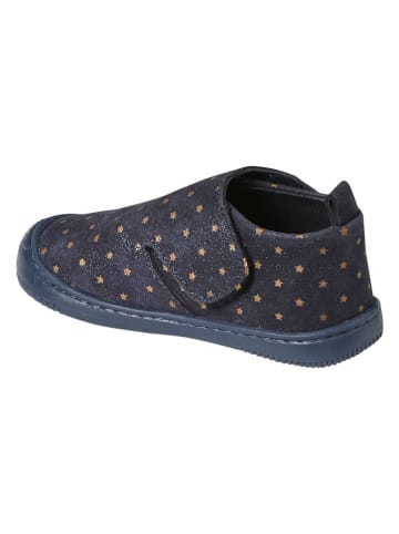vertbaudet Leren pantoffels donkerblauw/goudkleurig
