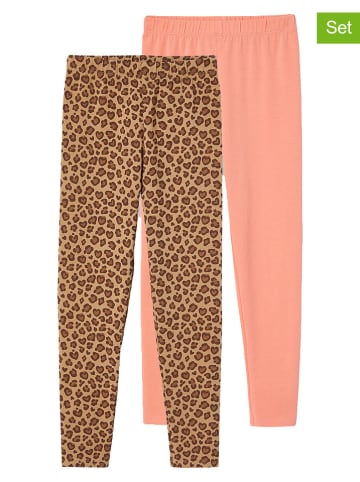 vertbaudet 2er-Set: Leggings ''Elise'' in Orange/ Beige