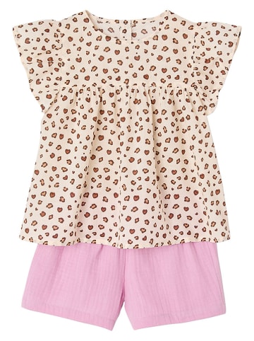 vertbaudet 2-delige outfit "Camille" lichtroze/beige