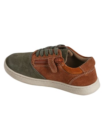 vertbaudet Leren sneakers ''Cambridge Derby'' kaki/lichtbruin