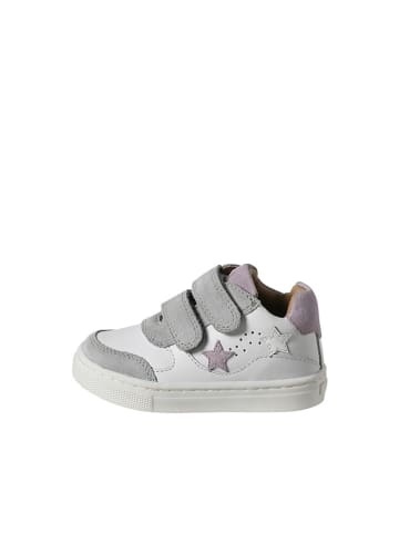 vertbaudet Leder-Sneakers in Grau/ Weiß