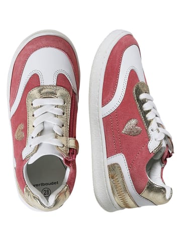vertbaudet Leder-Sneakers in Pink/ Weiß/ Gold
