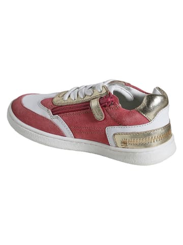 vertbaudet Leren sneakers roze/wit/goudkleurig