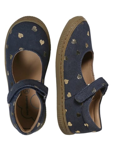 vertbaudet Leren ballerina's donkerblauw/goudkleurig