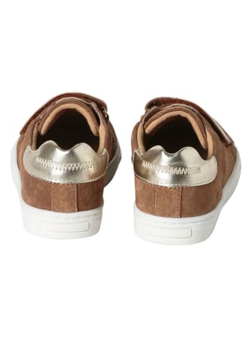 vertbaudet Leren sneakers lichtbruin/goudkleurig