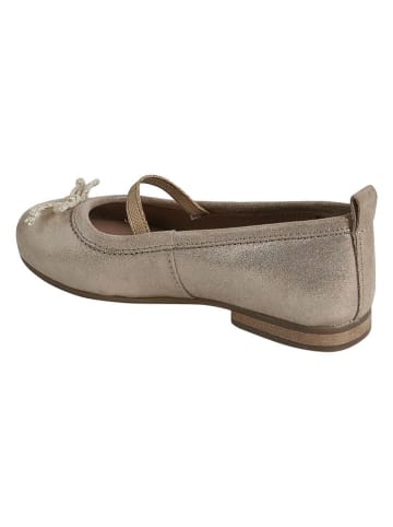 vertbaudet Leder-Ballerinas in Beige/ Gold