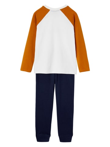 vertbaudet 2-delige set: pyjama's oranje/donkerblauw