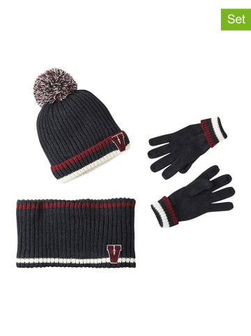 vertbaudet 3tlg. Winterset in Dunkelblau/ Rot/ Weiß