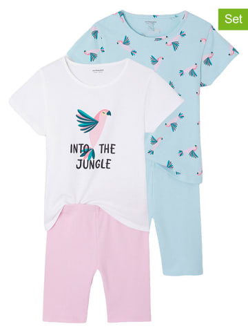 vertbaudet 2er-Set: Pyjamas in Hellblau/ Rosa/ Weiß