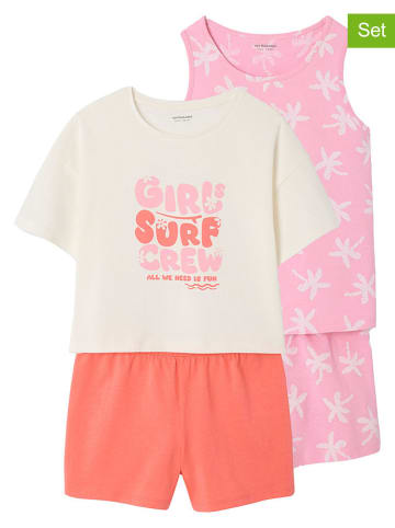 vertbaudet Piżamy (2 szt.) w kolorze czerwono-jasnoróżowo-kremowym