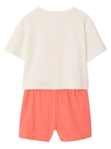 vertbaudet 2er-Set: Pyjamas in Rot/ Rosa/ Creme