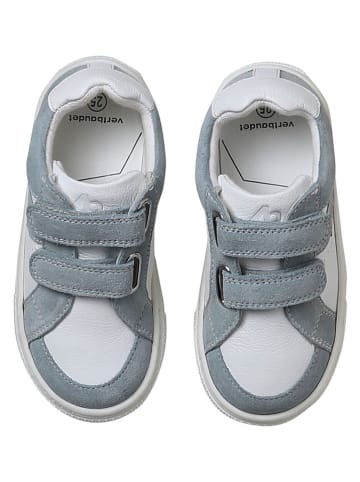 vertbaudet Leren sneakers wit/grijs
