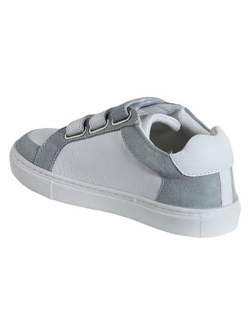 vertbaudet Leren sneakers wit/grijs