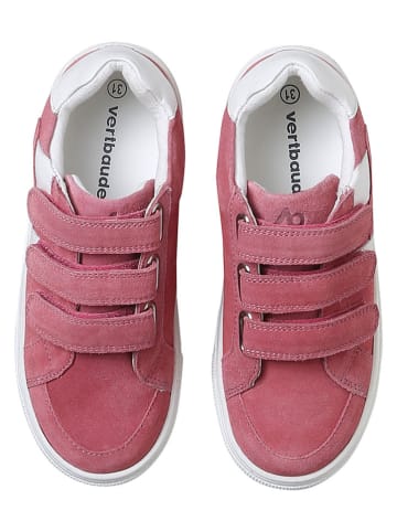 vertbaudet Skórzane sneakersy w kolorze czerwonym