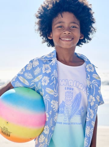 vertbaudet Shirt in Weiß/ Türkis