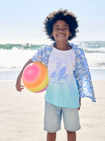 vertbaudet Koszulka w kolorze biało-turkusowym