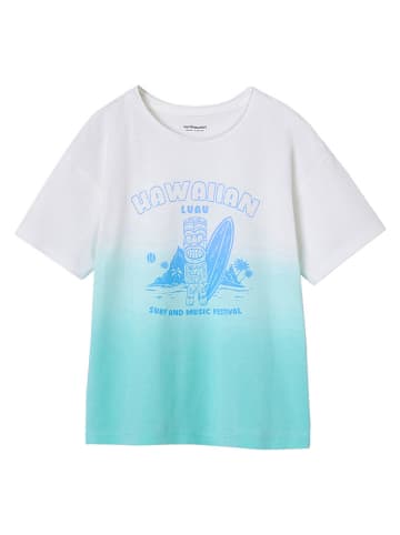 vertbaudet Koszulka w kolorze biało-turkusowym