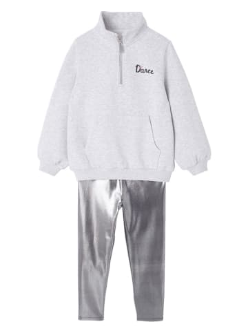 vertbaudet 2-delige outfit lichtgrijs/zilverkleurig