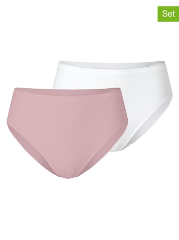Schiesser Figi high waist (2 pary) w kolorze białym i jasnoróżowym
