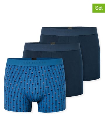 Schiesser 3er-Set: Boxershorts in Dunkelblau/ Blau