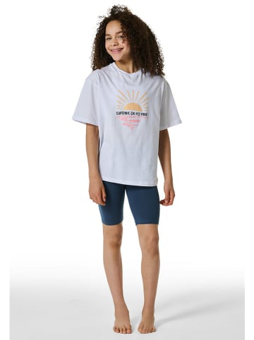 Schiesser Pyjama in Weiß/ Dunkelblau