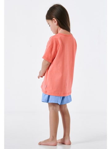 Schiesser Pyjama oranje/lichtblauw
