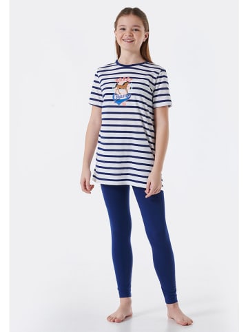 Schiesser Pyjama donkerblauw/wit