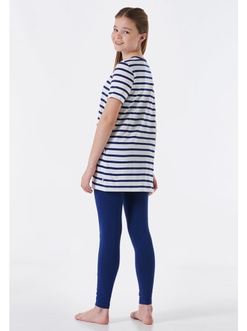 Schiesser Pyjama donkerblauw/wit