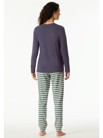 Schiesser Piżama w kolorze fioletowo-zielonym