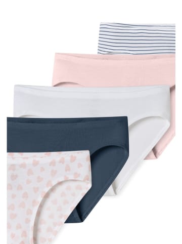 Schiesser 5-delige set: slips donkerblauw/wit