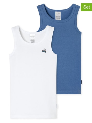Schiesser 2er-Set: Hemdchen in Weiß/ Blau