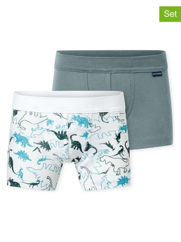 Schiesser 2er-Set: Boxershorts in Türkis/ Weiß