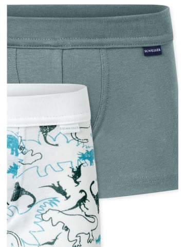 Schiesser 2-delige set: boxershorts turquoise/wit