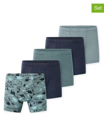 Schiesser 5-delige set: boxershorts turquoise/donkerblauw