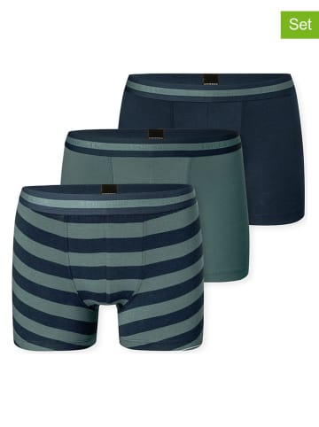 Schiesser 3er-Set: Boxershorts in Dunkelblau/ Grün