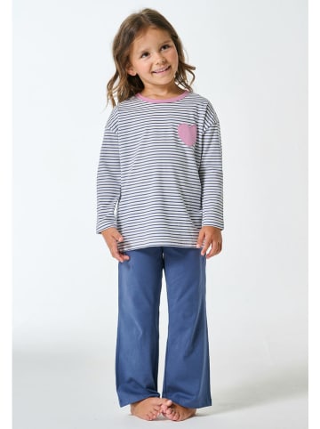 Schiesser Piżama w kolorze niebiesko-szarym