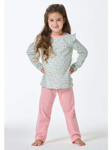 Schiesser Piżama w kolorze turkusowo-jasnoróżowym