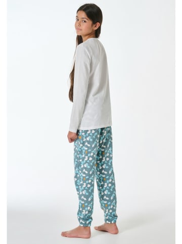 Schiesser Pyjama in Türkis/ Weiß
