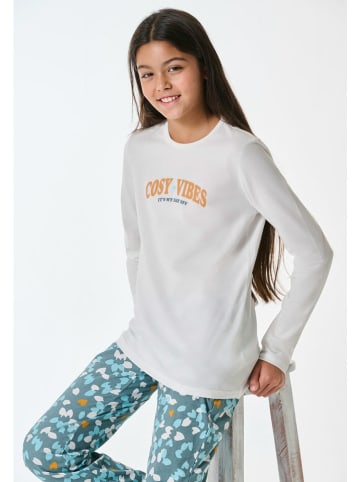 Schiesser Pyjama turquoise/wit
