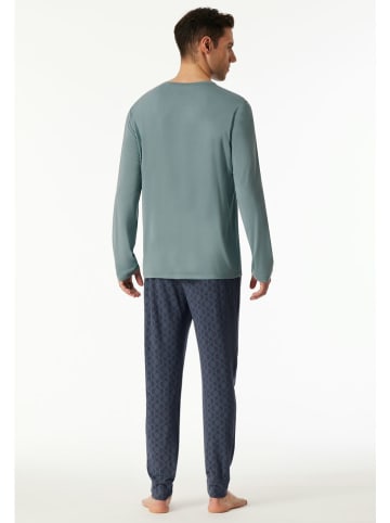 Schiesser Piżama w kolorze turkusowo-granatowym