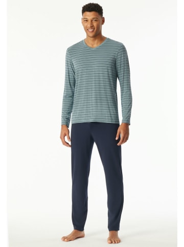 Schiesser Piżama w kolorze turkusowo-granatowym