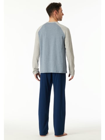 Schiesser Piżama w kolorze granatowo-błękitnym